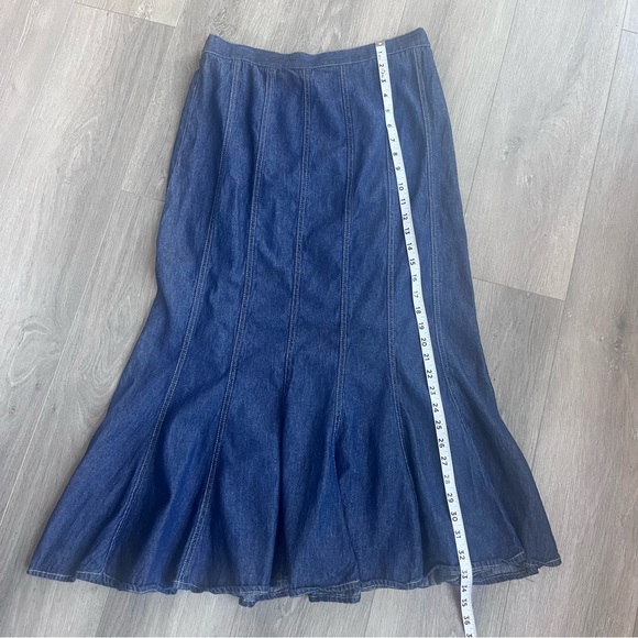 Vintage Chambray Maxi Skirt Womens Boho Western Cowgirl Modest Church Festival M - Picture 8 of 9